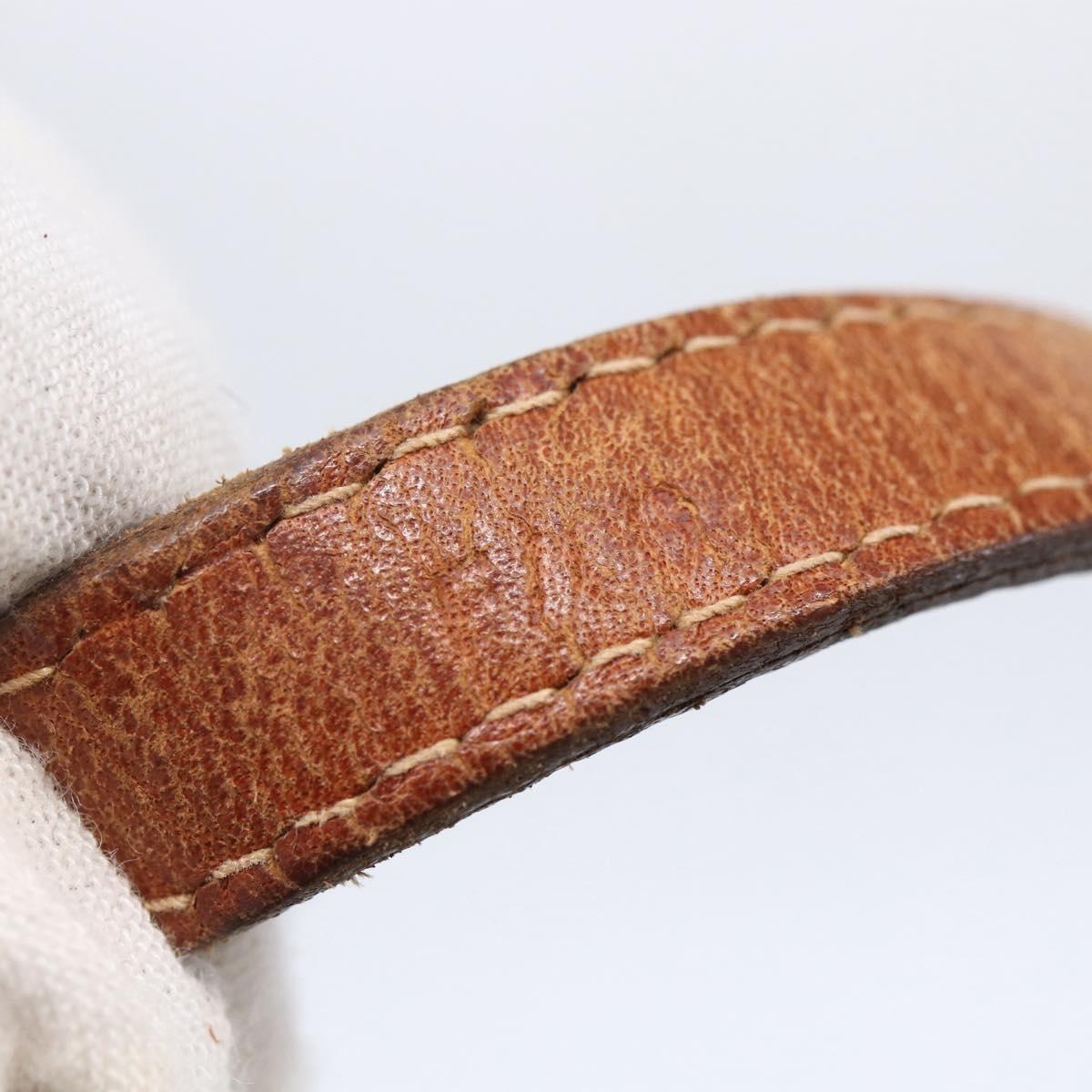 CELINE Macadam Canvas Shoulder Bag PVC Leather Brown Gold Auth BA7050