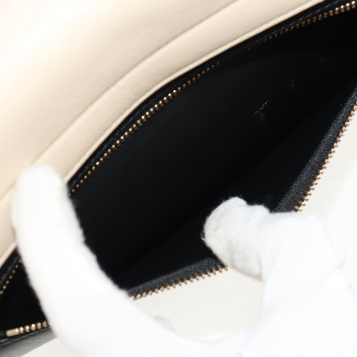 CELINE Trapeze Hand Bag Leather Suede 2way Beige Black gold Auth BA7053