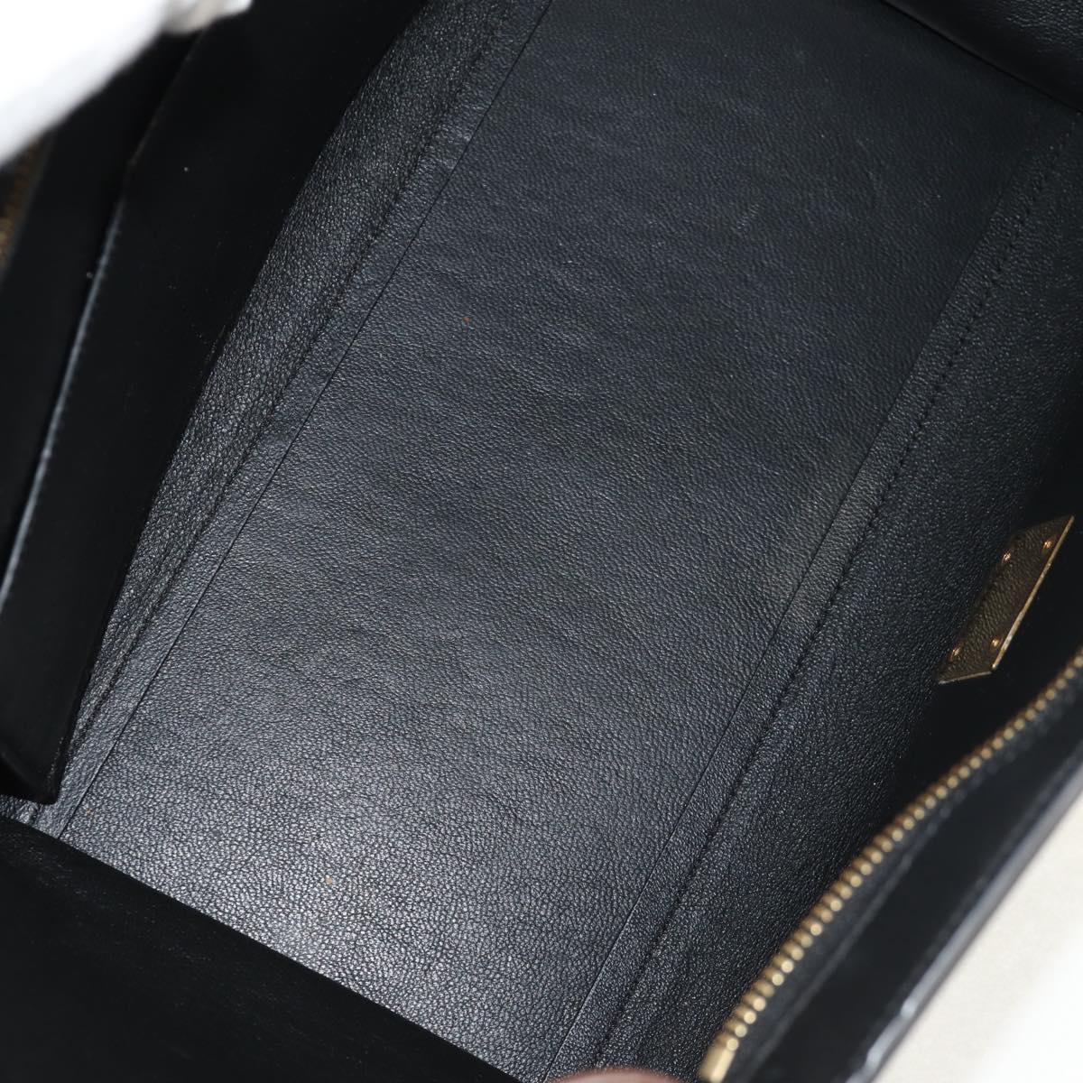 CELINE Trapeze Hand Bag Leather Suede 2way Beige Black gold Auth BA7053