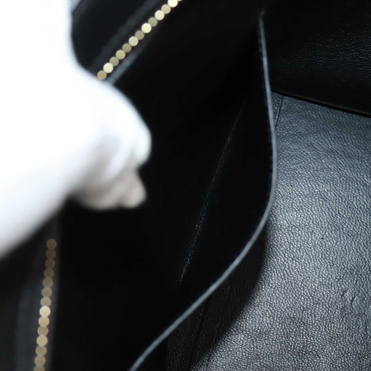 CELINE Trapeze Hand Bag Leather Suede 2way Beige Black gold Auth BA7053