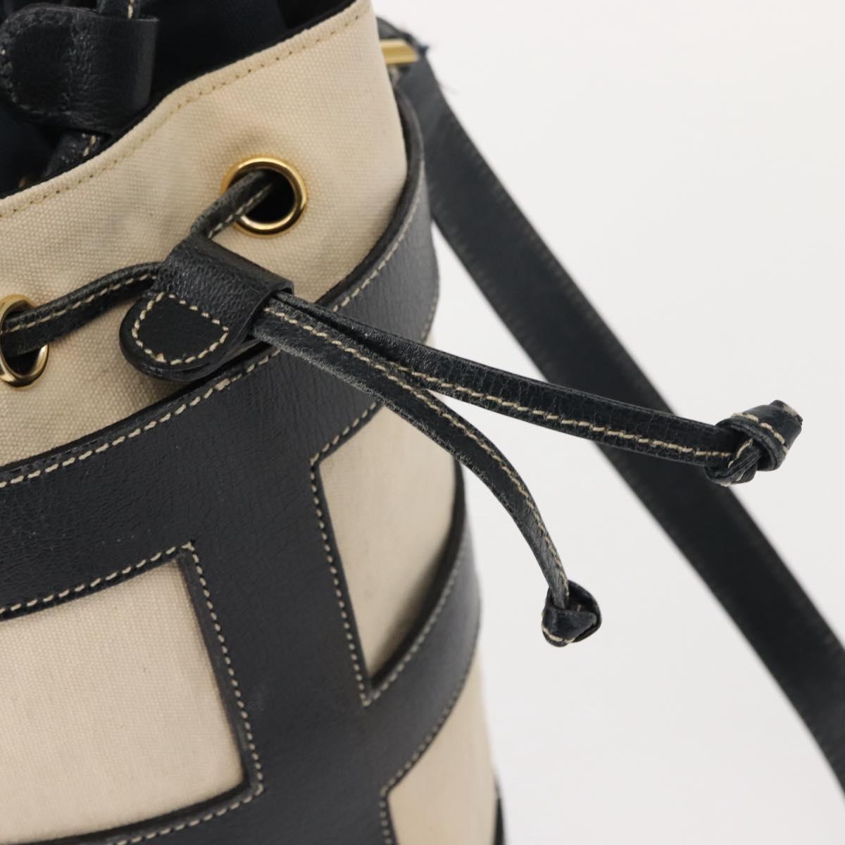 Salvatore Ferragamo Shoulder Bag Canvas Leather Beige Gold Auth BA7054