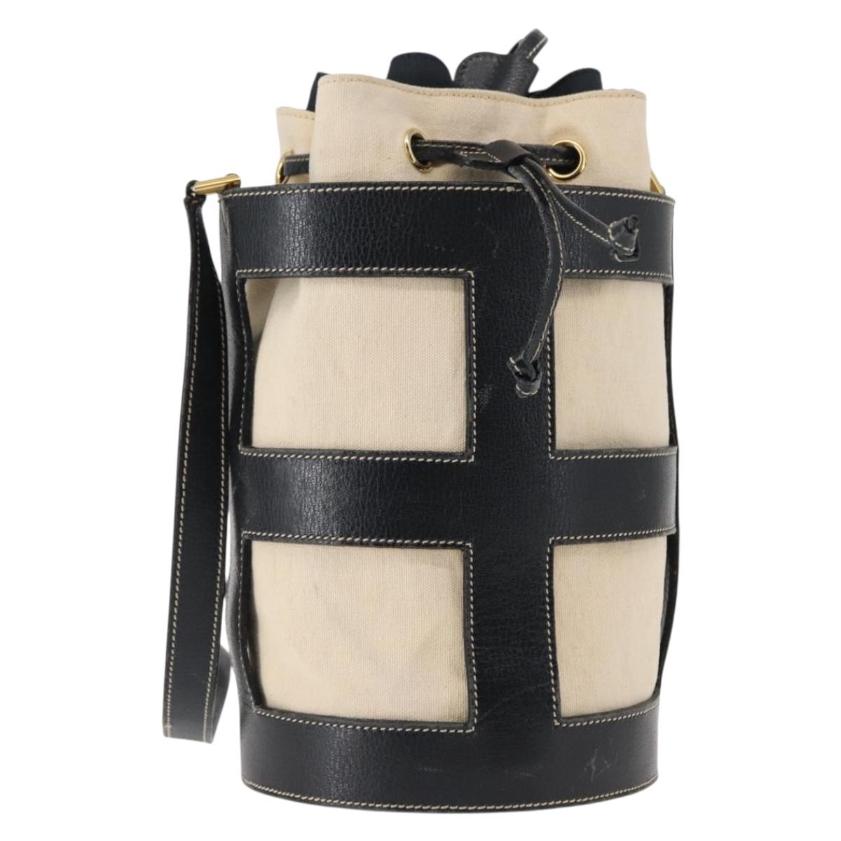 Salvatore Ferragamo Shoulder Bag Canvas Leather Beige Gold Auth BA7054