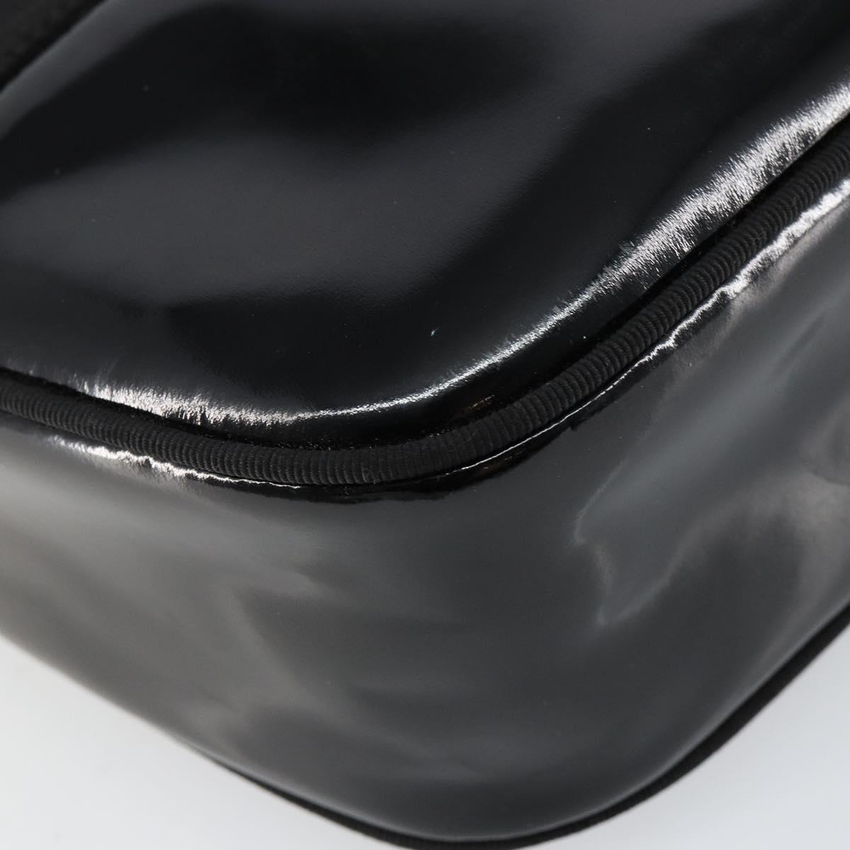 Salvatore Ferragamo Vala Shoulder Bag Enamel Black Gold Auth BA7055