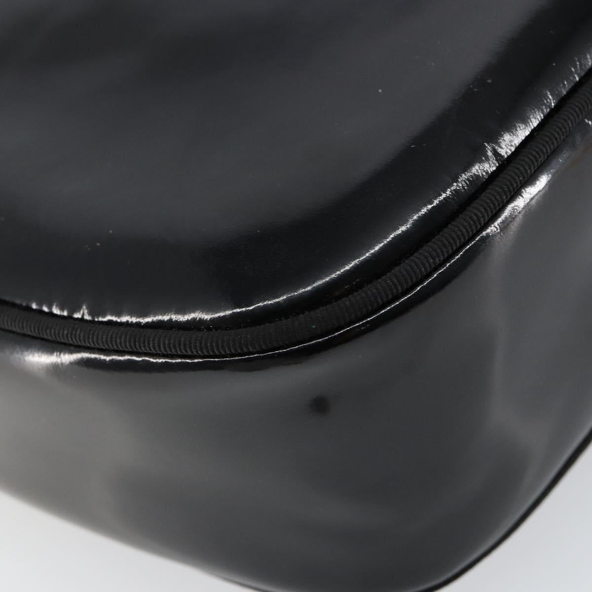 Salvatore Ferragamo Vala Shoulder Bag Enamel Black Gold Auth BA7055