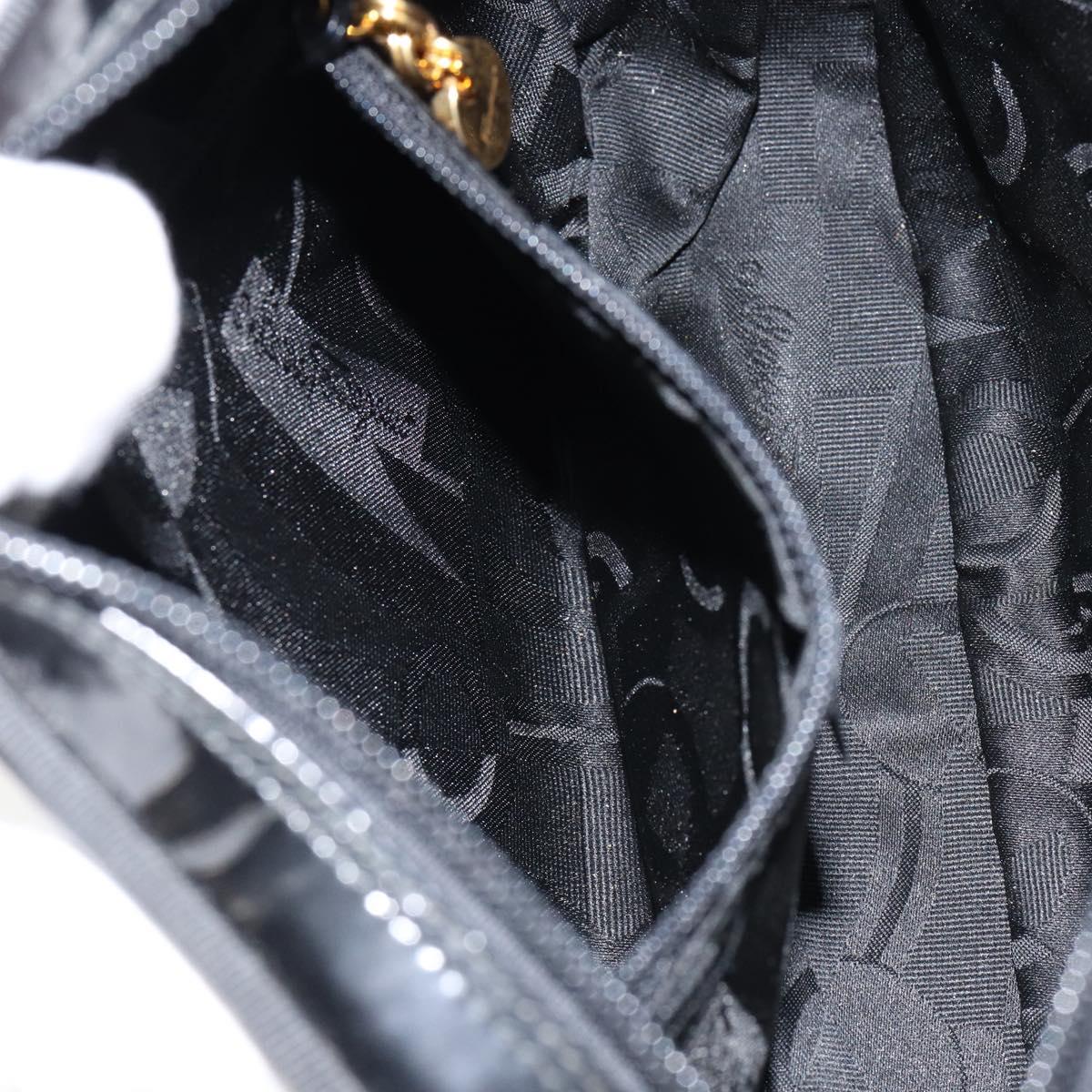 Salvatore Ferragamo Vala Shoulder Bag Enamel Black Gold Auth BA7055