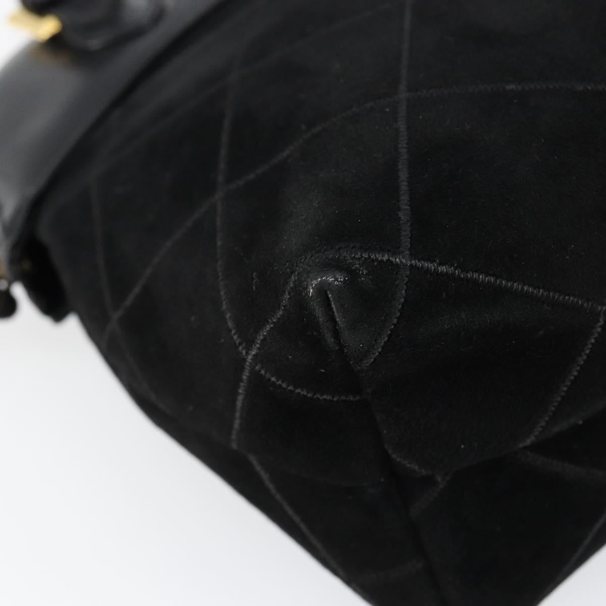 Salvatore Ferragamo Shoulder Bag Leather Suede Black Gold Auth BA7056