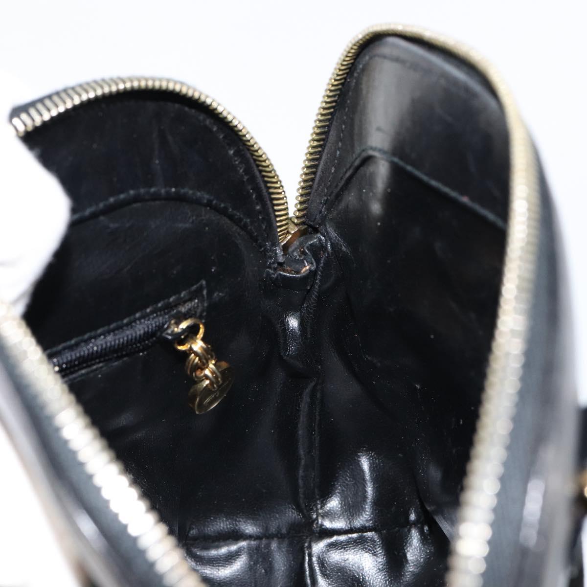 Salvatore Ferragamo Shoulder Bag Leather Suede Black Gold Auth BA7056