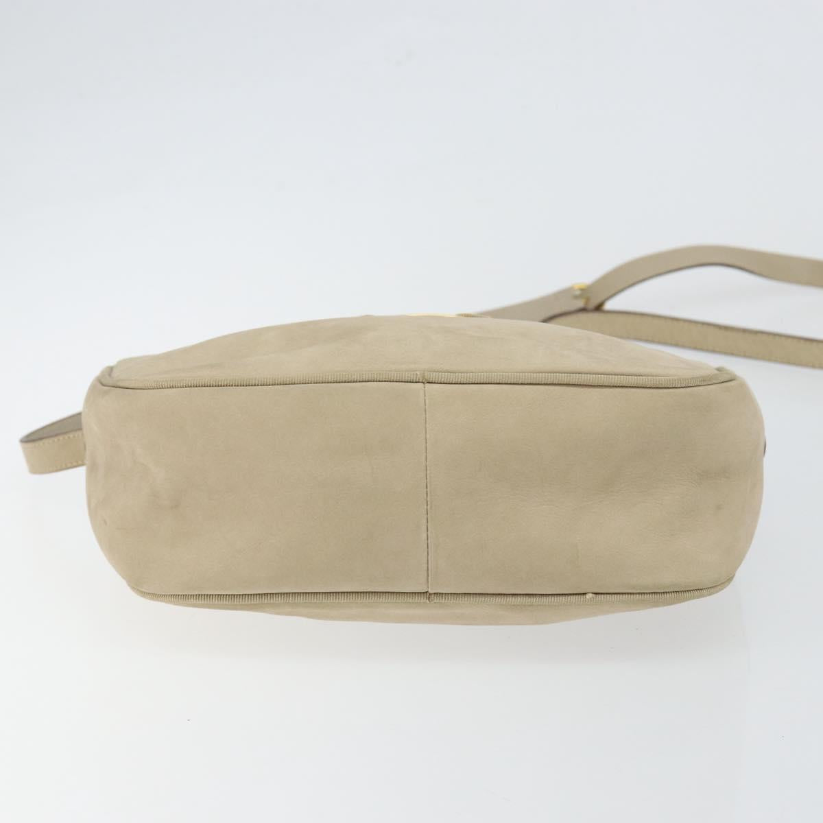 Salvatore Ferragamo Vala Shoulder Bag Suede Beige Gold Auth BA7057