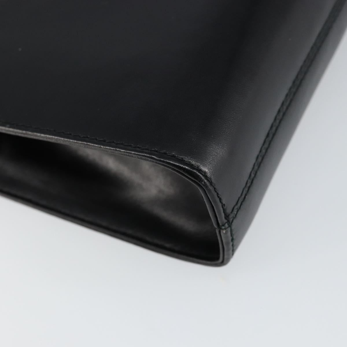 Salvatore Ferragamo Gancini Chain Shoulder Bag Leather Black Gold Auth BA7058