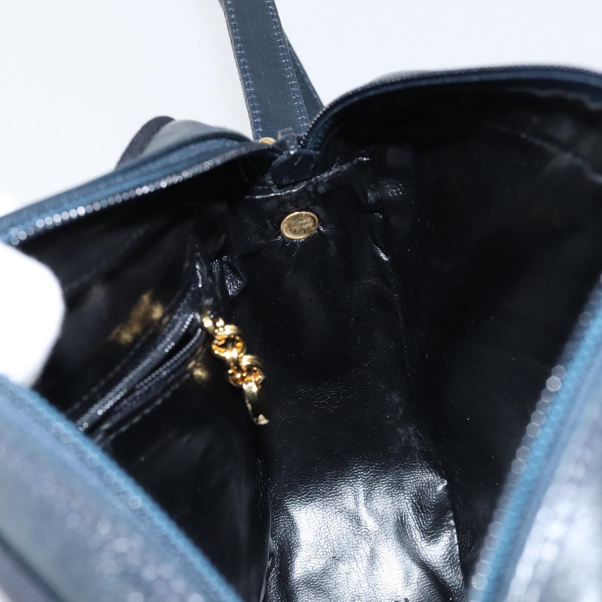 Salvatore Ferragamo Vala Shoulder Bag Leather Navy Gold Auth BA7059