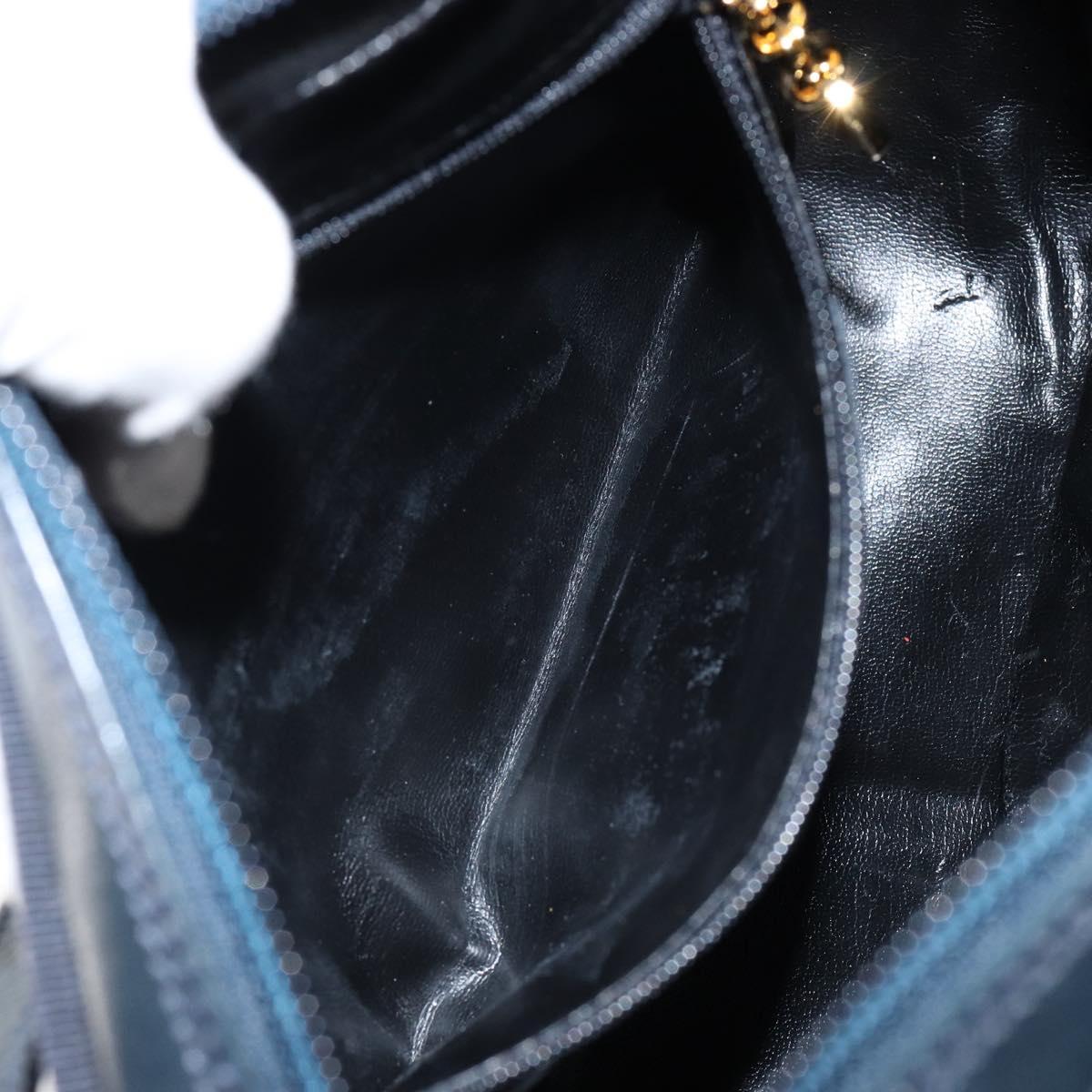 Salvatore Ferragamo Vala Shoulder Bag Leather Navy Gold Auth BA7059