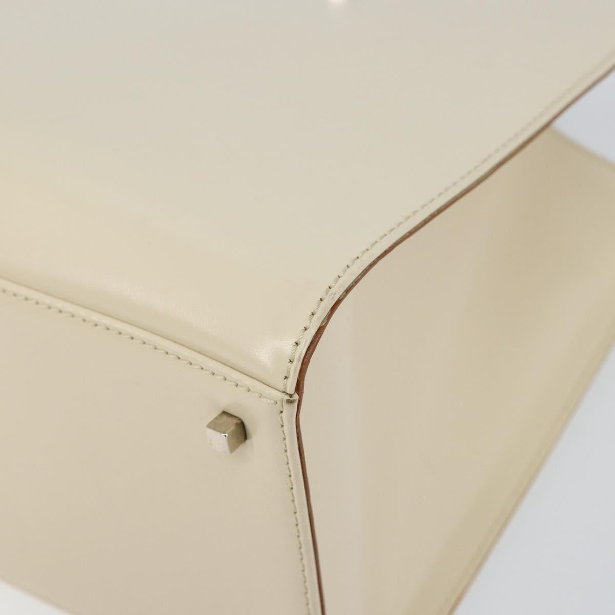 Salvatore Ferragamo Gancini Hand Bag Leather White Silver Auth BA7061