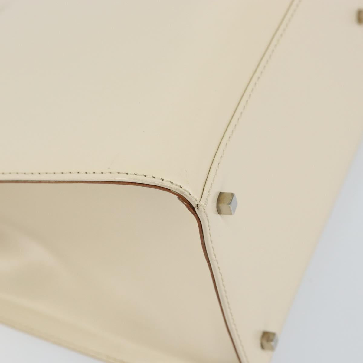 Salvatore Ferragamo Gancini Hand Bag Leather White Silver Auth BA7061