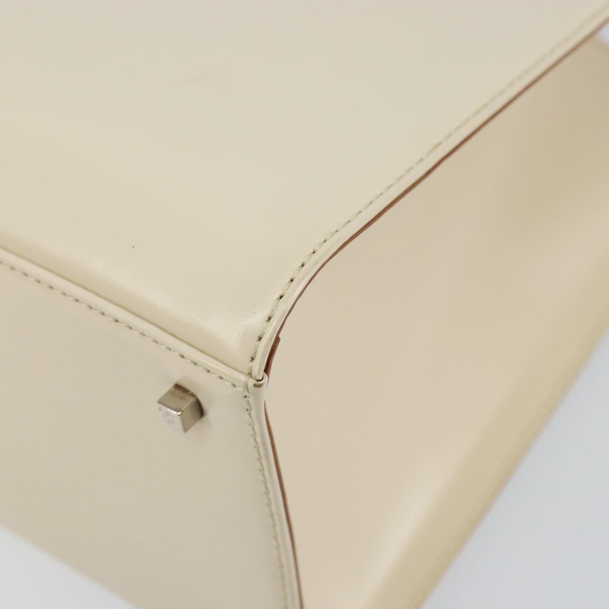 Salvatore Ferragamo Gancini Hand Bag Leather White Silver Auth BA7061