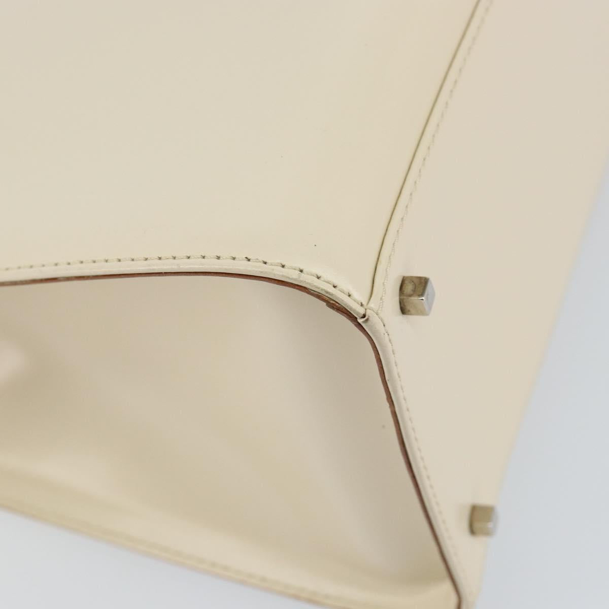 Salvatore Ferragamo Gancini Hand Bag Leather White Silver Auth BA7061