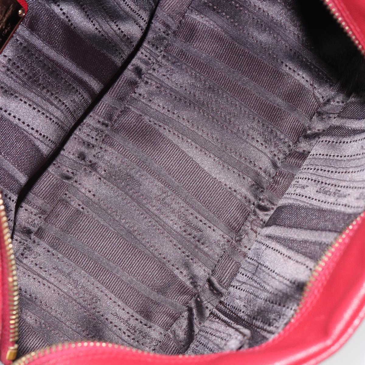 Salvatore Ferragamo Gancini Hand Bag Leather Red Gold Auth BA7062