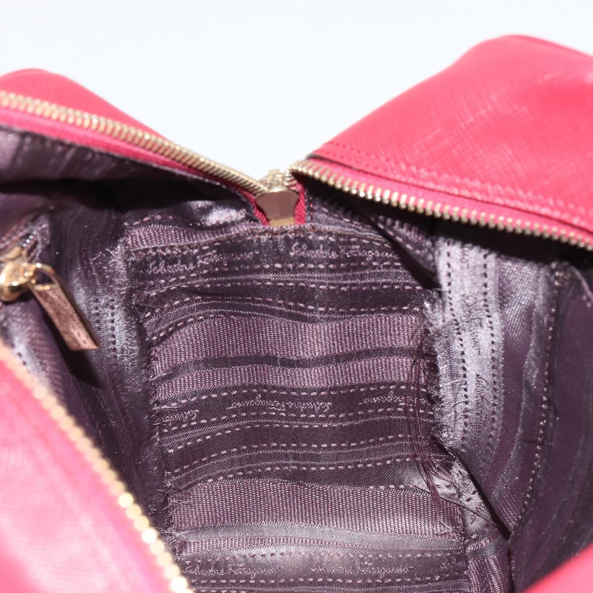 Salvatore Ferragamo Gancini Hand Bag Leather Red Gold Auth BA7062