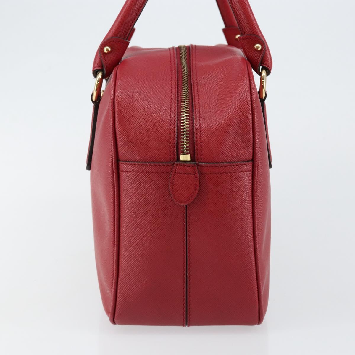 Salvatore Ferragamo Gancini Hand Bag Leather Red Gold Auth BA7062