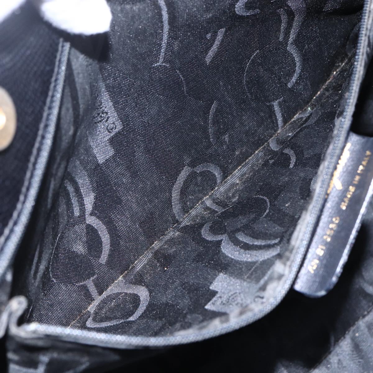 Salvatore Ferragamo Vala Shoulder Bag Leather Black Gold Auth BA7064