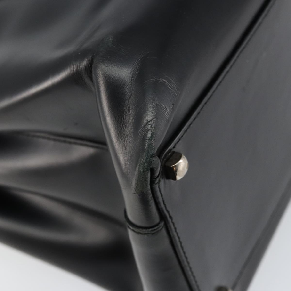 Salvatore Ferragamo Gancini Tote Bag Leather Black Silver Auth BA7066