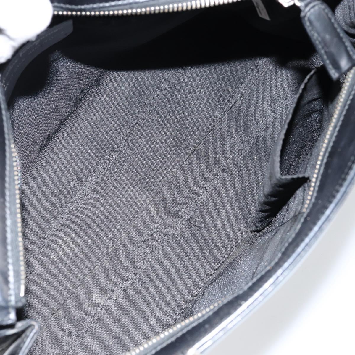 Salvatore Ferragamo Gancini Tote Bag Leather Black Silver Auth BA7066