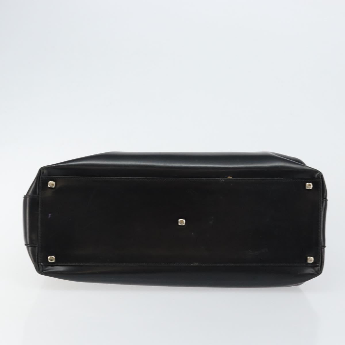 Salvatore Ferragamo Gancini Tote Bag Leather Black Silver Auth BA7066