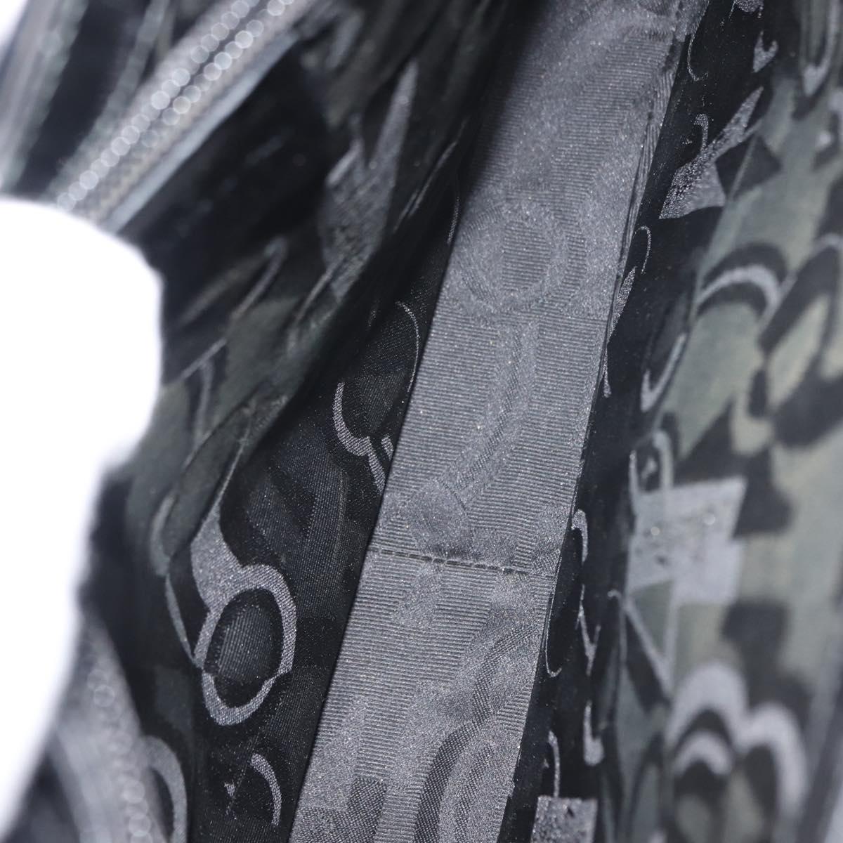 Salvatore Ferragamo Gancini Shoulder Bag Enamel Black Silver Auth BA7067