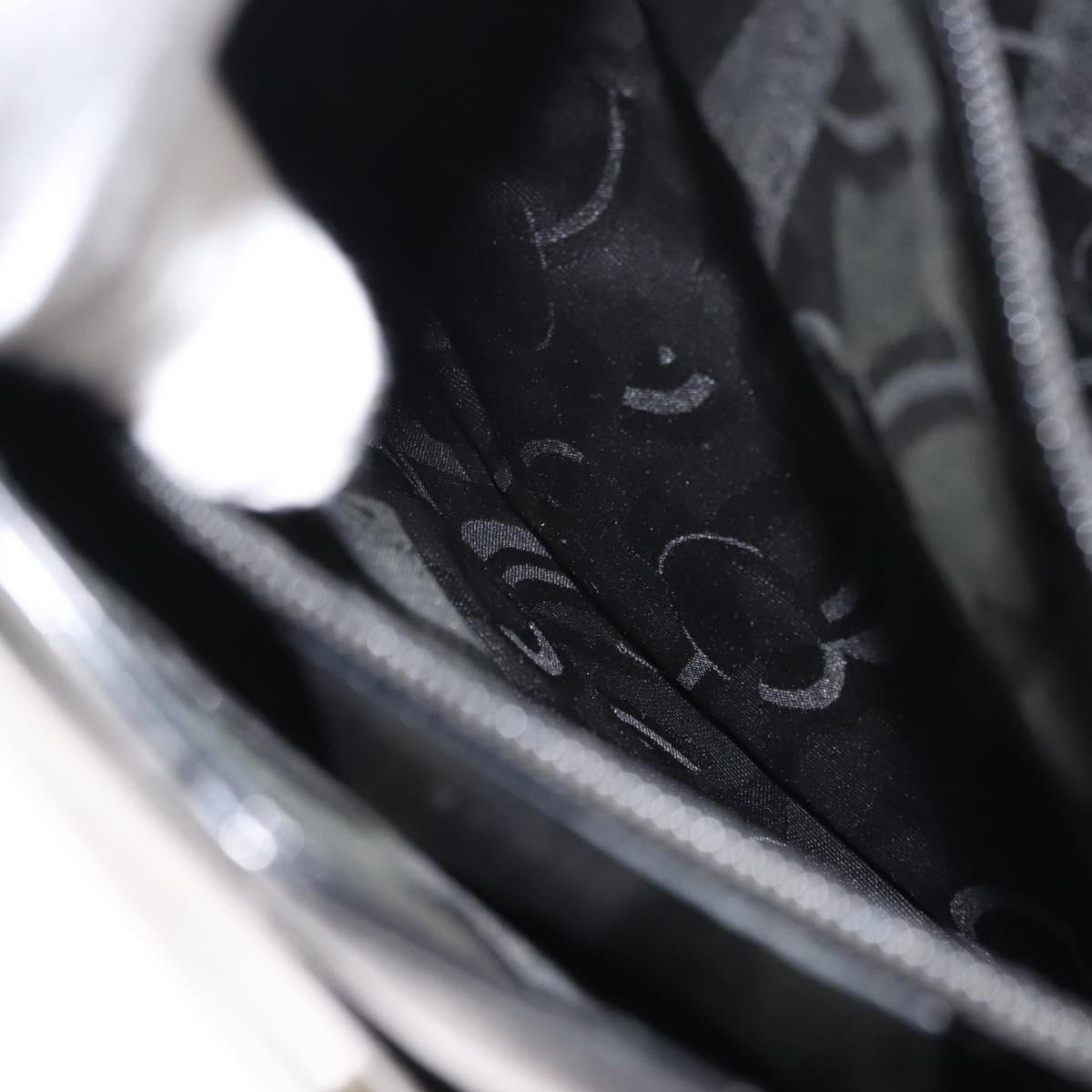 Salvatore Ferragamo Gancini Shoulder Bag Enamel Black Silver Auth BA7067