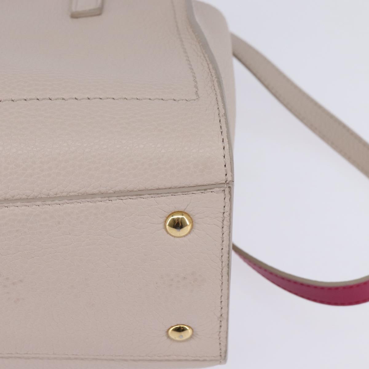 Salvatore Ferragamo Gancini Hand Bag Leather 2way Beige Gold Auth BA7068