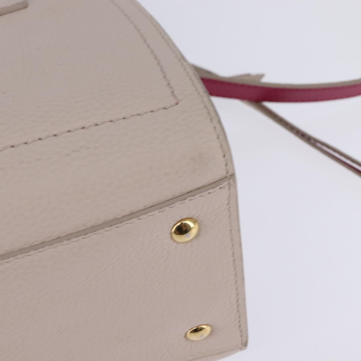 Salvatore Ferragamo Gancini Hand Bag Leather 2way Beige Gold Auth BA7068