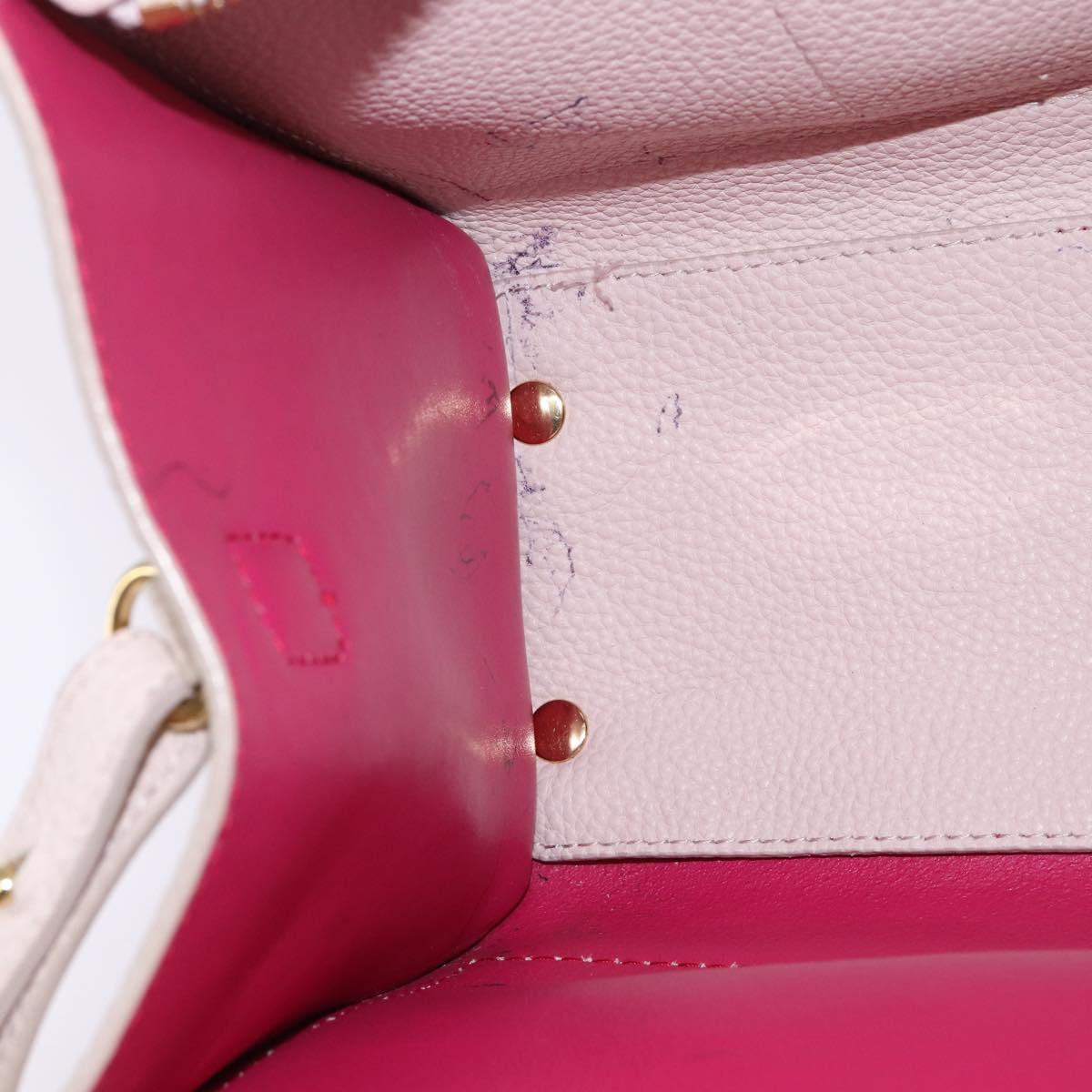 Salvatore Ferragamo Gancini Hand Bag Leather 2way Beige Gold Auth BA7068