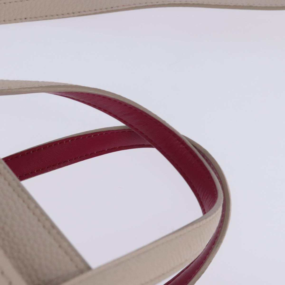 Salvatore Ferragamo Gancini Hand Bag Leather 2way Beige Gold Auth BA7068