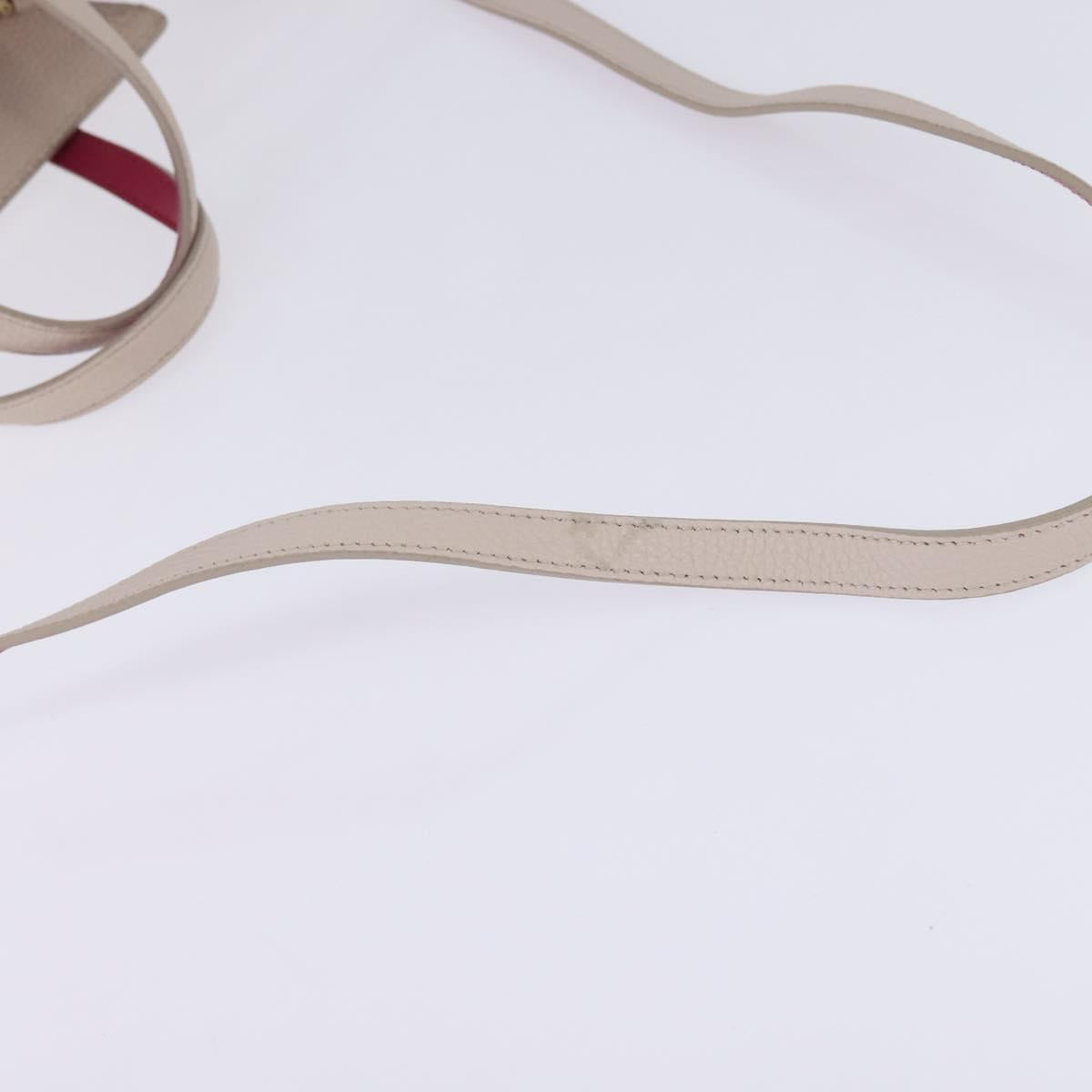 Salvatore Ferragamo Gancini Hand Bag Leather 2way Beige Gold Auth BA7068