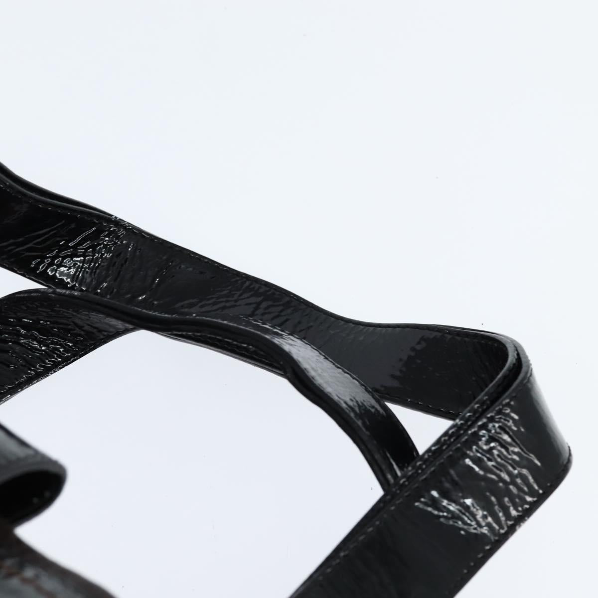 Chloe Audra Tote Bag Enamel Black Gold Auth BA7069