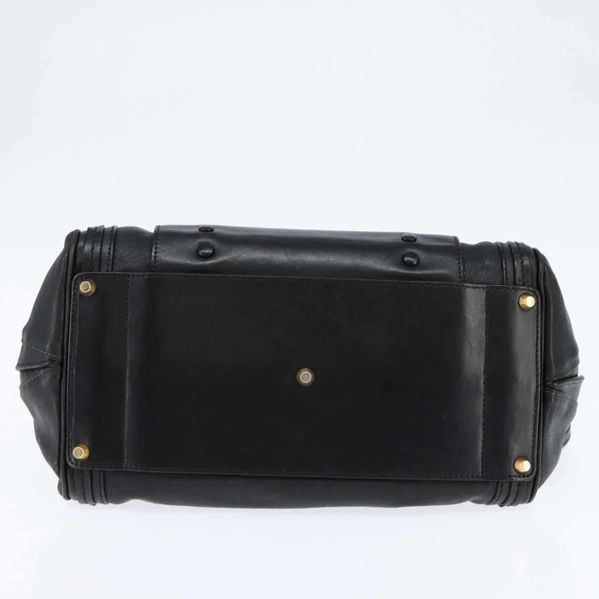 Chloe Alice Hand Bag Leather 2way Black Gold Auth BA7070