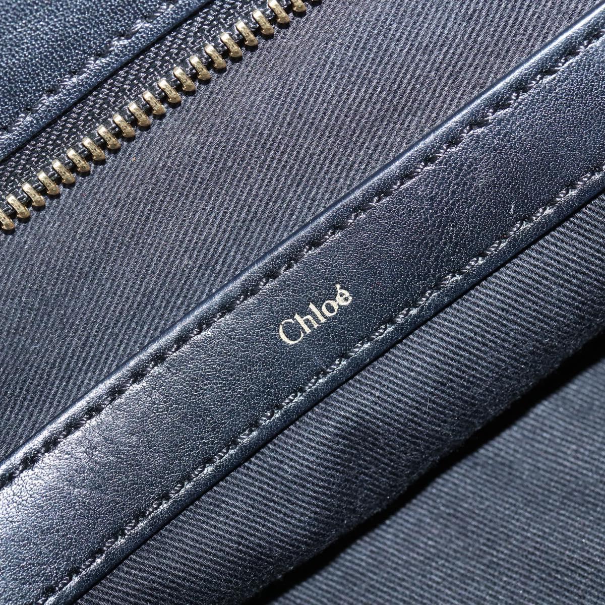 Chloe Alice Hand Bag Leather 2way Black Gold Auth BA7070