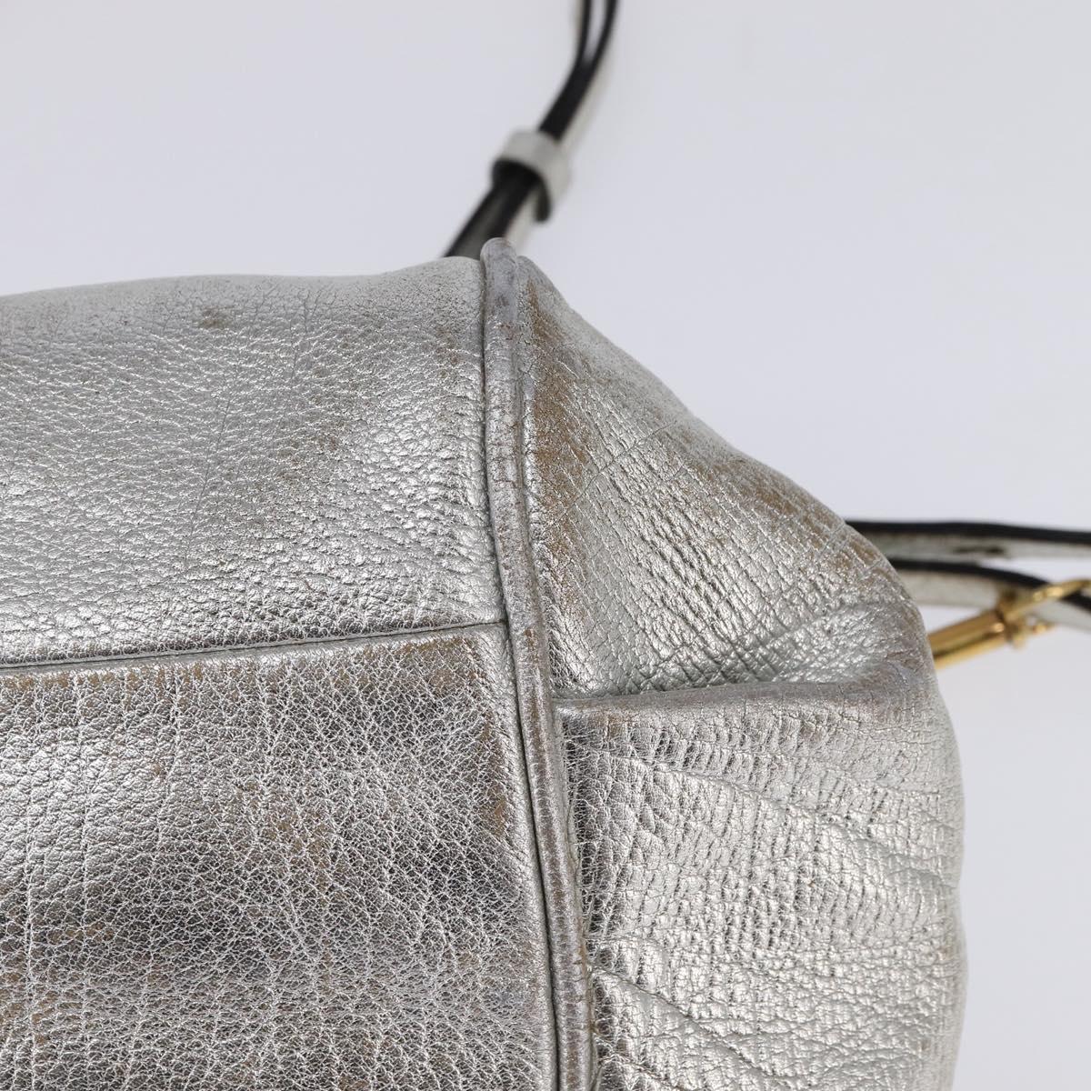 Chloe Etel Hand Bag Leather 2way Silver Gold Auth BA7071