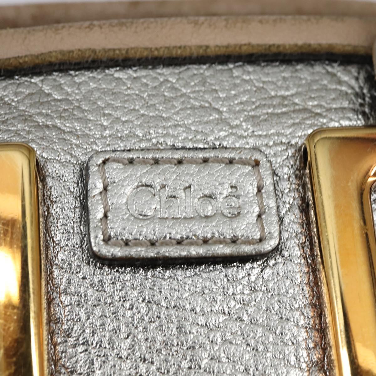 Chloe Etel Hand Bag Leather 2way Silver Gold Auth BA7071