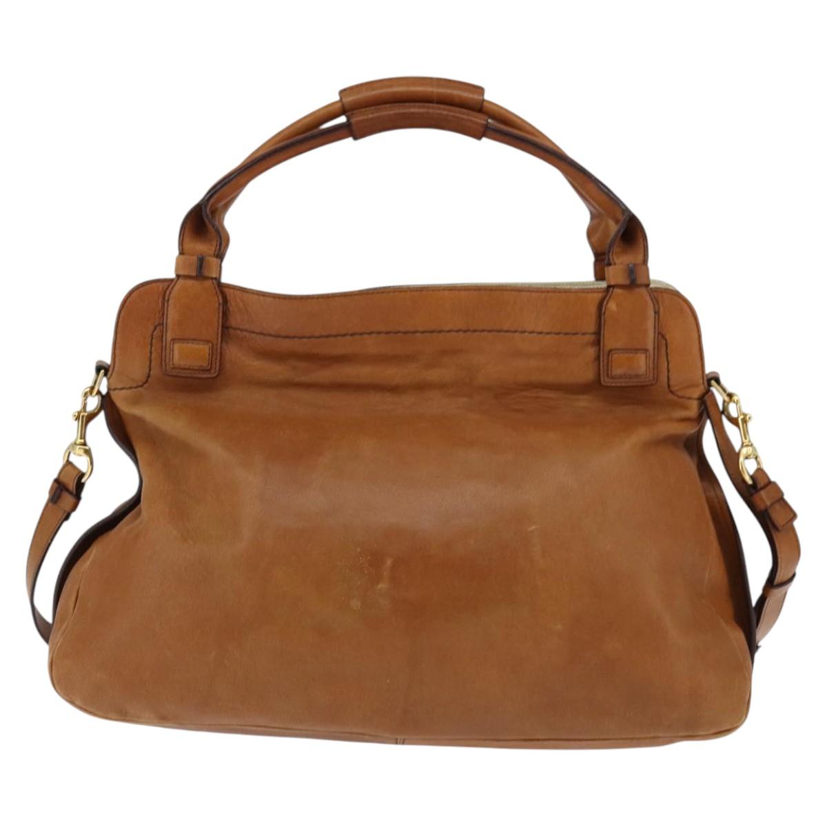 Chloe Margaret Hand Bag Leather 2way Brown Gold Auth BA7073