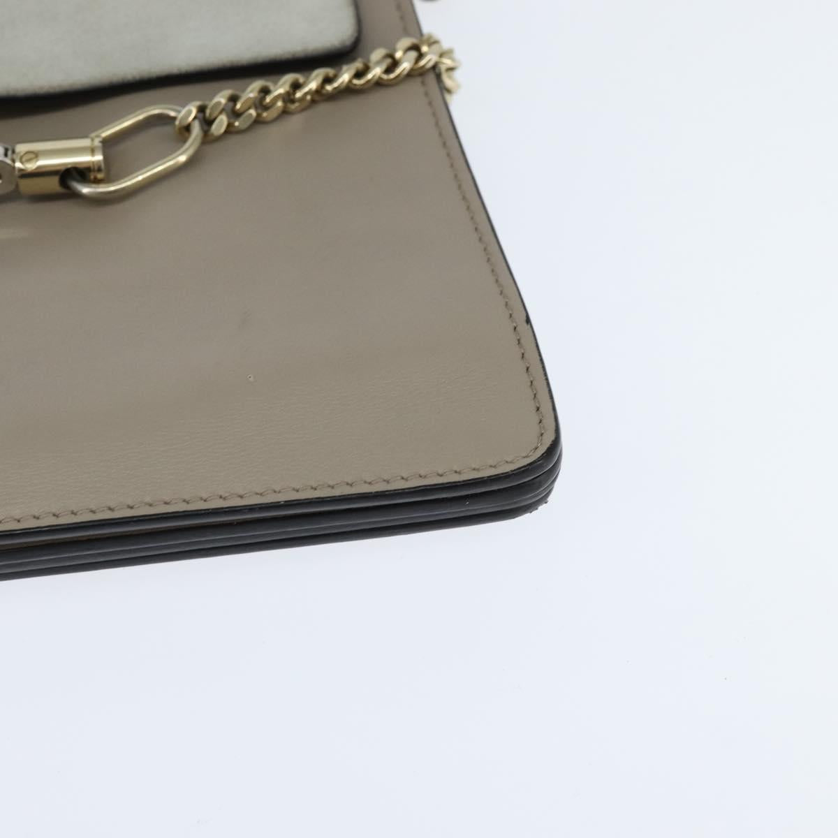 Chloe Fay Shoulder Bag Suede Leather Gray Gold Auth BA7076