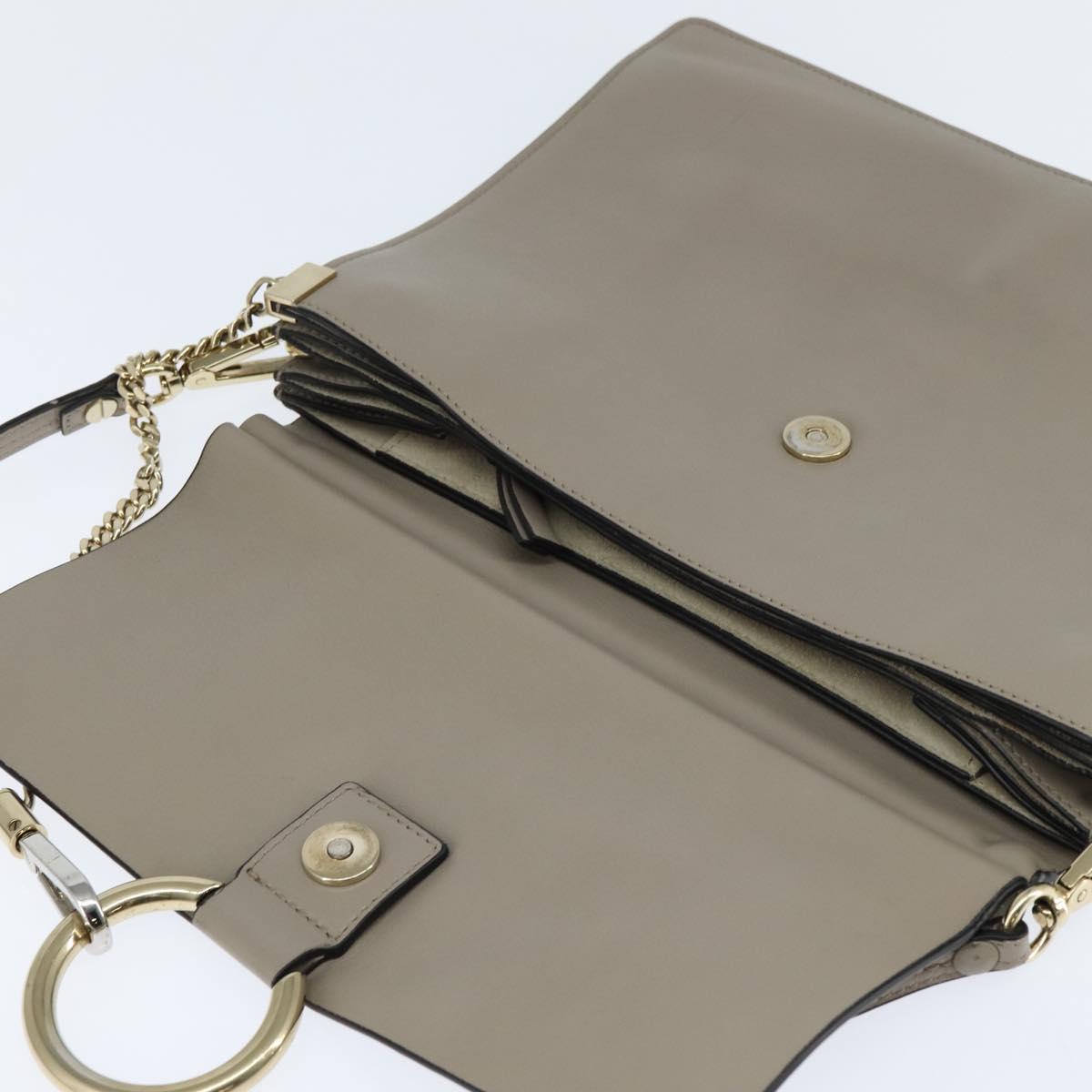 Chloe Fay Shoulder Bag Suede Leather Gray Gold Auth BA7076