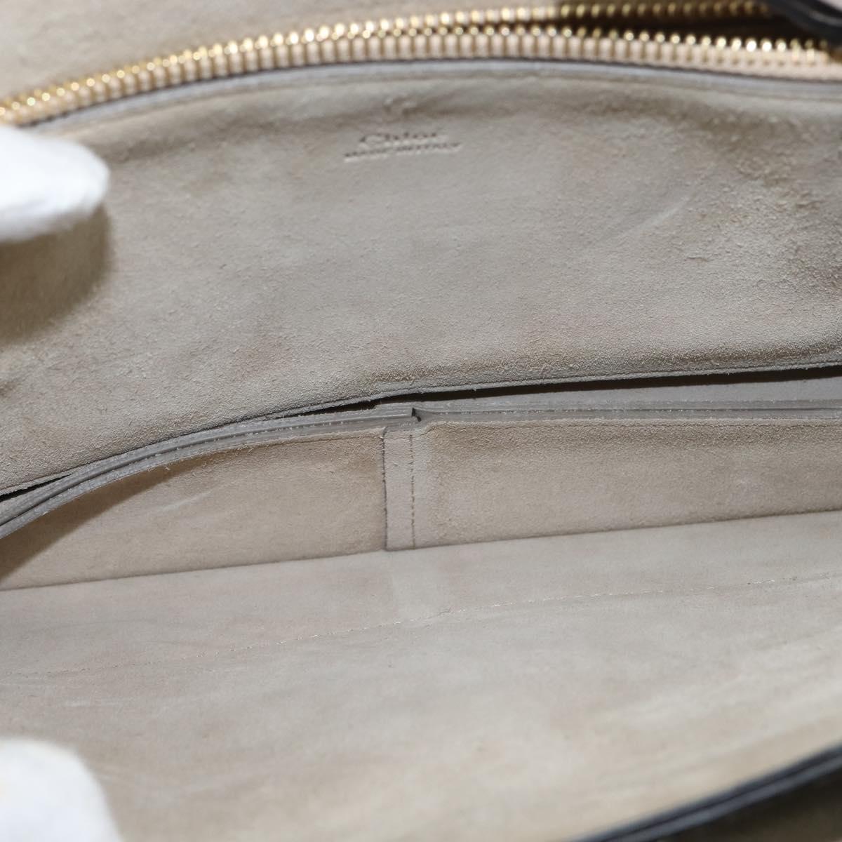 Chloe Fay Shoulder Bag Suede Leather Gray Gold Auth BA7076