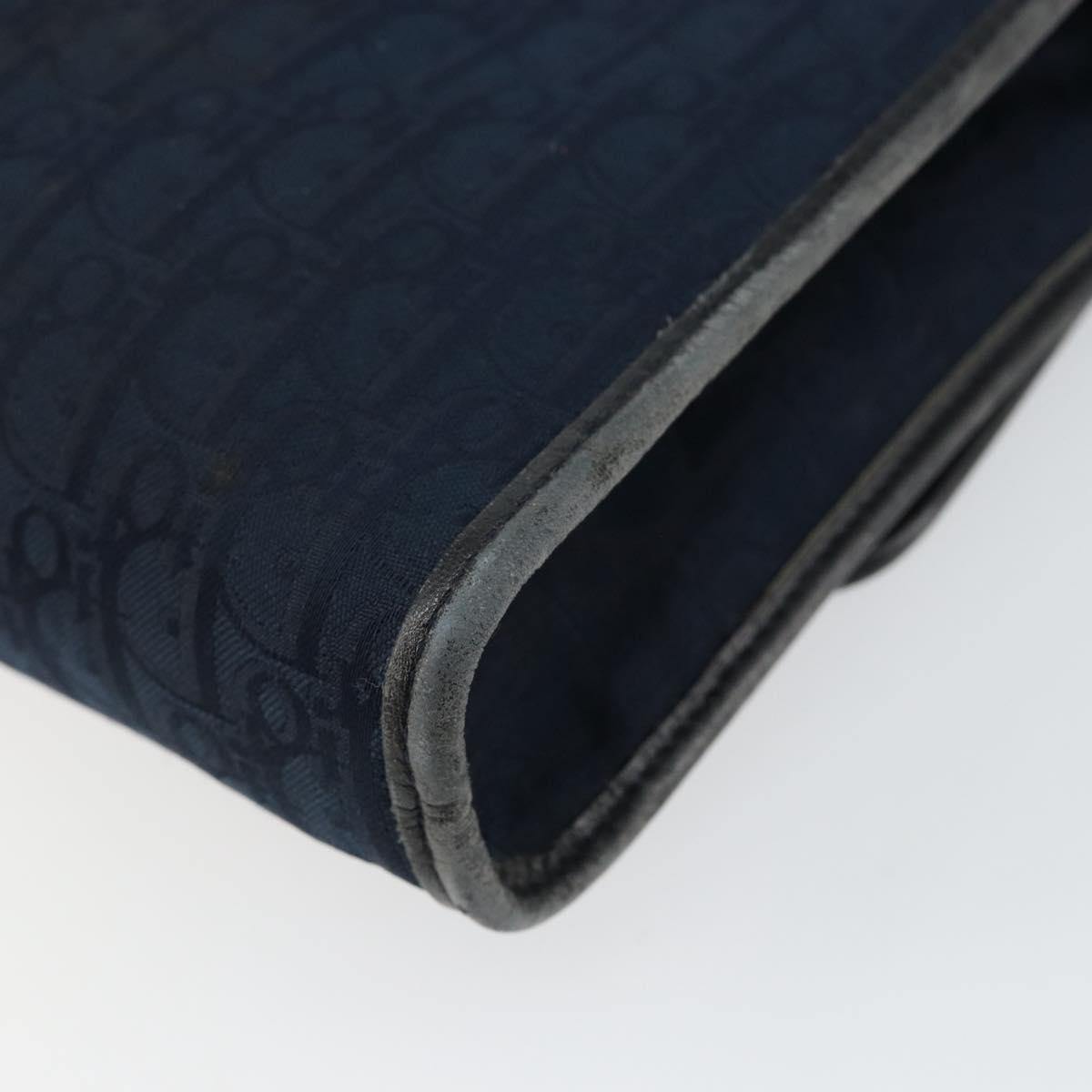 Christian Dior Trotter Canvas Shoulder Bag Navy Gold Auth BA7078