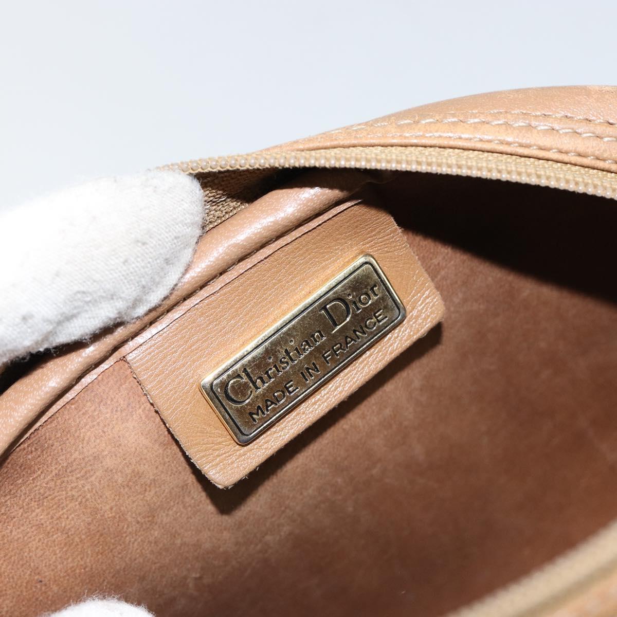 Christian Dior Honeycomb Canvas Shoulder Bag PVC Leather Black Gold Auth BA7079