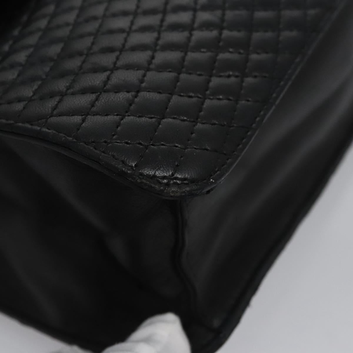 BALLY Quilted Hand Bag Leather Black Auth BA708