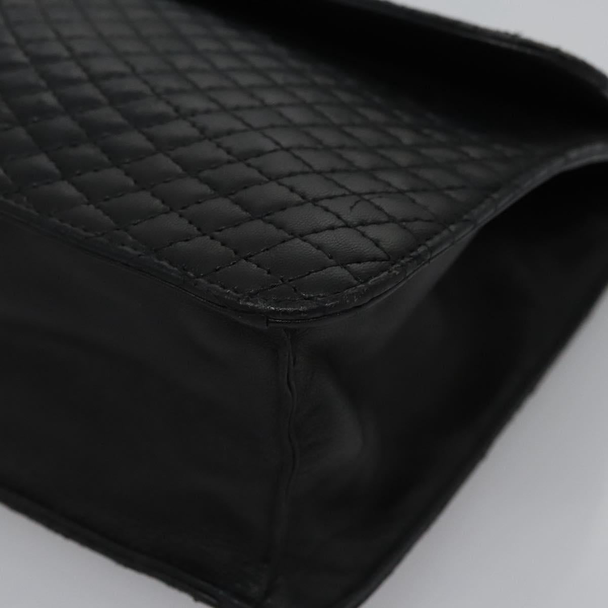 BALLY Quilted Hand Bag Leather Black Auth BA708