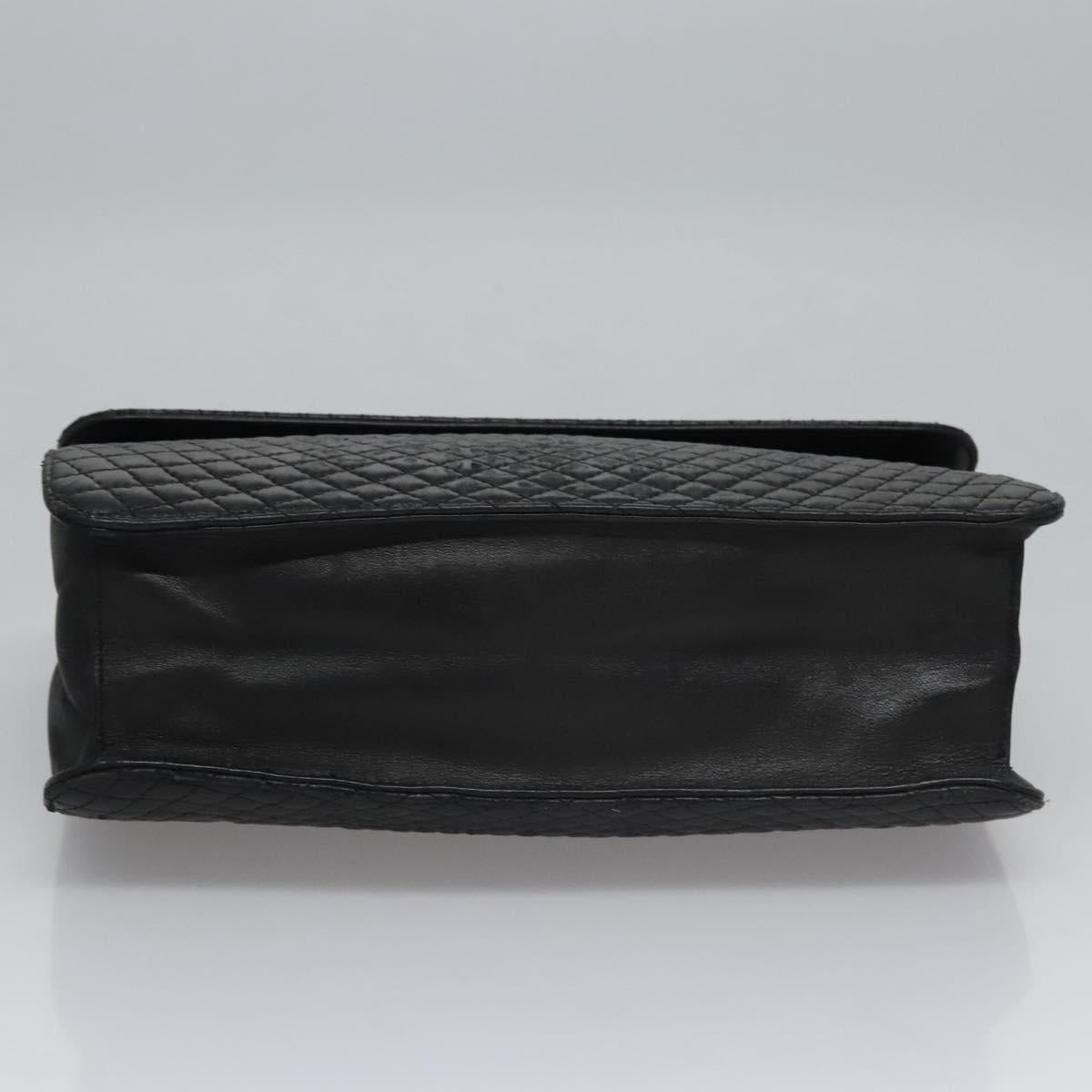 BALLY Quilted Hand Bag Leather Black Auth BA708