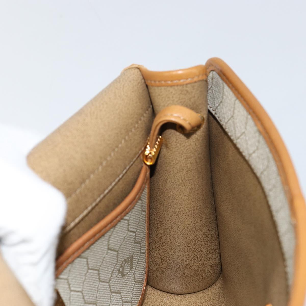 Christian Dior Honeycomb Canvas Shoulder Bag PVC Leather Beige Gold Auth BA7080