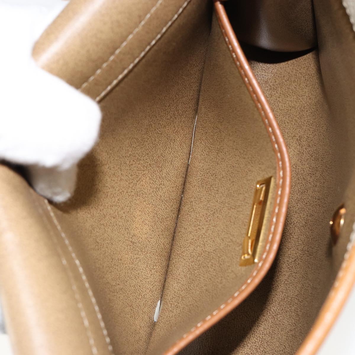 Christian Dior Honeycomb Canvas Shoulder Bag PVC Leather Beige Gold Auth BA7080