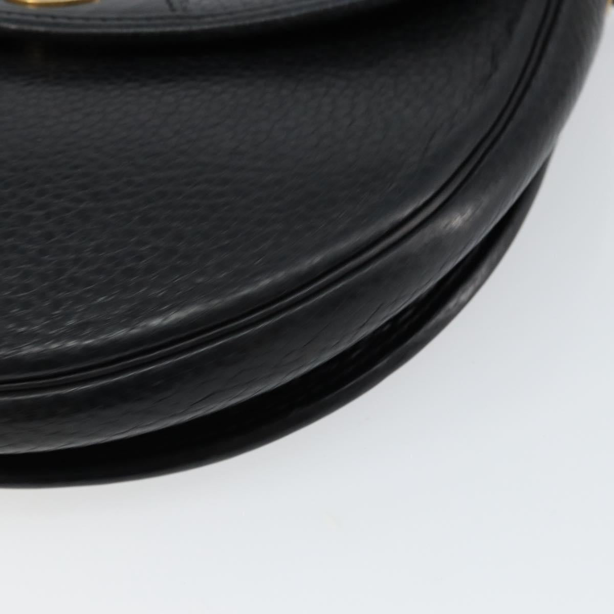 Christian Dior Shoulder Bag Leather Black Gold Auth BA7081